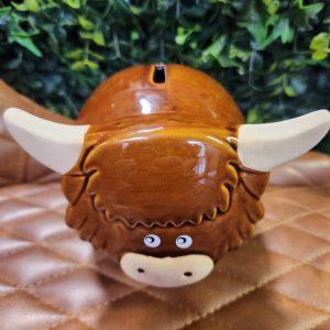 Ceramic Highland Cow Money Bank