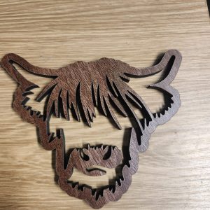 Wooden Highland Cow Coaster