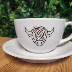 Highland Cow Ceramic Cup & Saucer