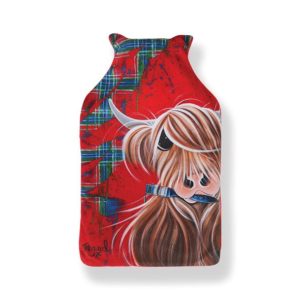 Mc Moo Highland Cow Tartan Paint Hot Water Bottle