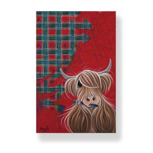 McMoo Highland Cow Tartan Paint Tea Towel