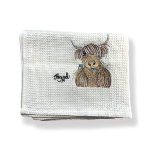 McMoo Highland Cow Waffle Tea Towel