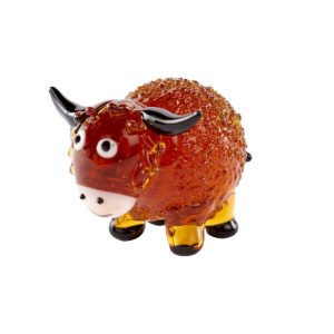 Miniature Bobbly Glass Highland Cow Ornament