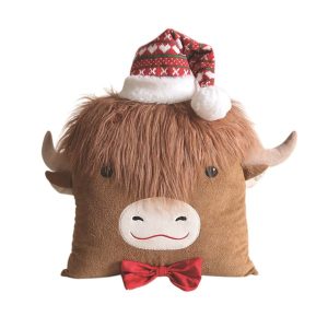 Highland Cow Christmas Cushion