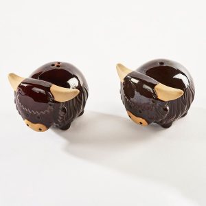 Brown Stoneware Highland Coo Salt and Pepper Shaker